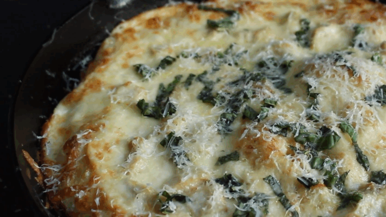 Alfredo deep dish pizza